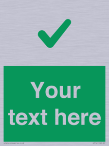 Custom green background, green tick sign